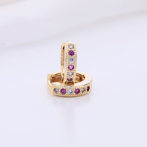 Kinitial Gold  Plated Colorful Classic Hoop Baby C - Picture 2 of 5